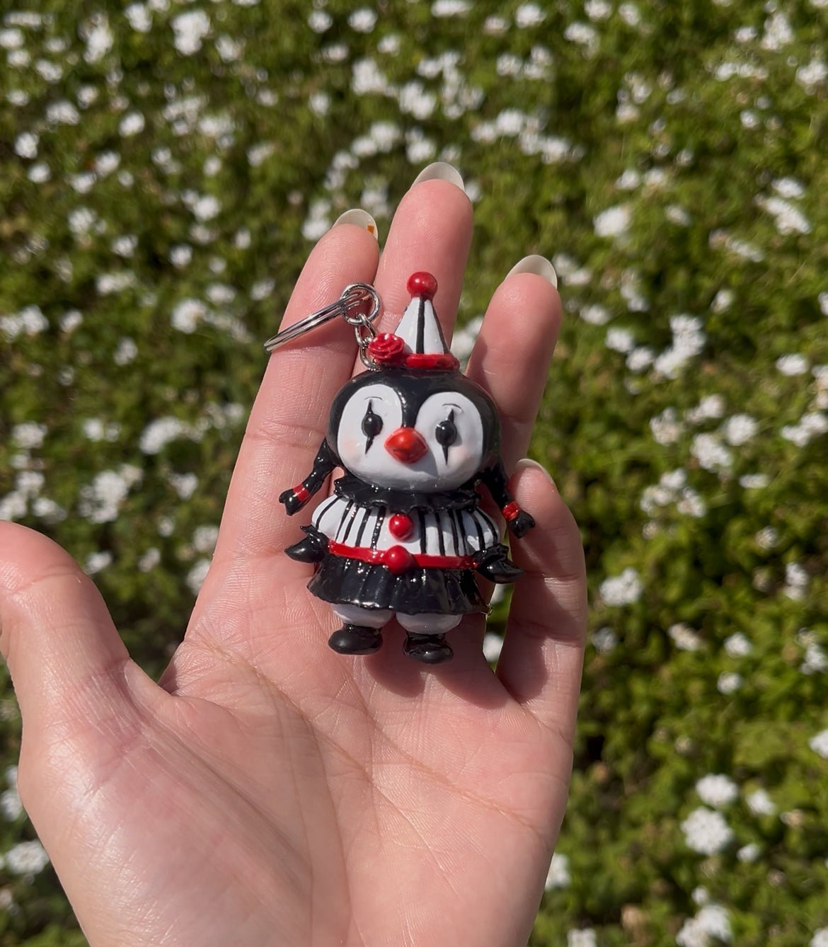 Penguin Clown Charm – Handmade Halloween Keychain or Bag Accessory