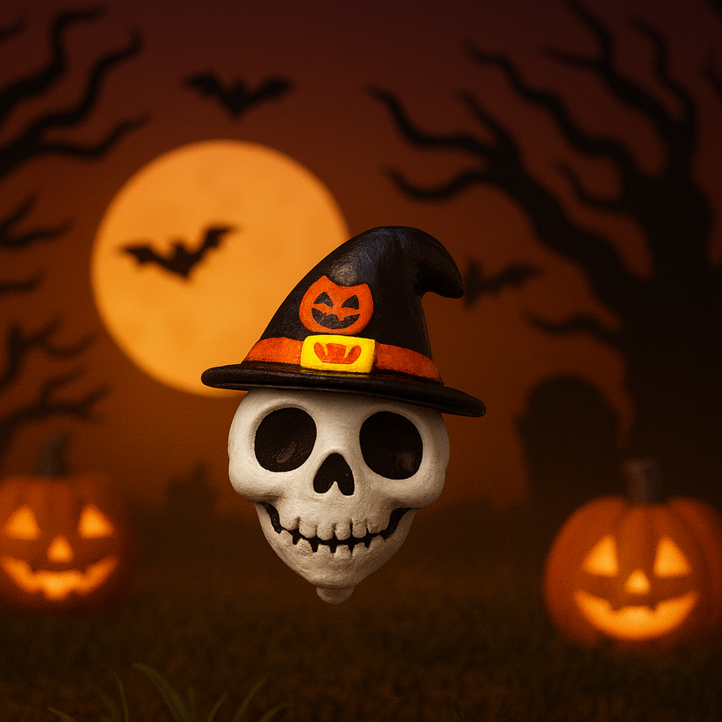 Handmade Halloween Skull Charm – Spooky Cute Keychain or Bag Accessory
