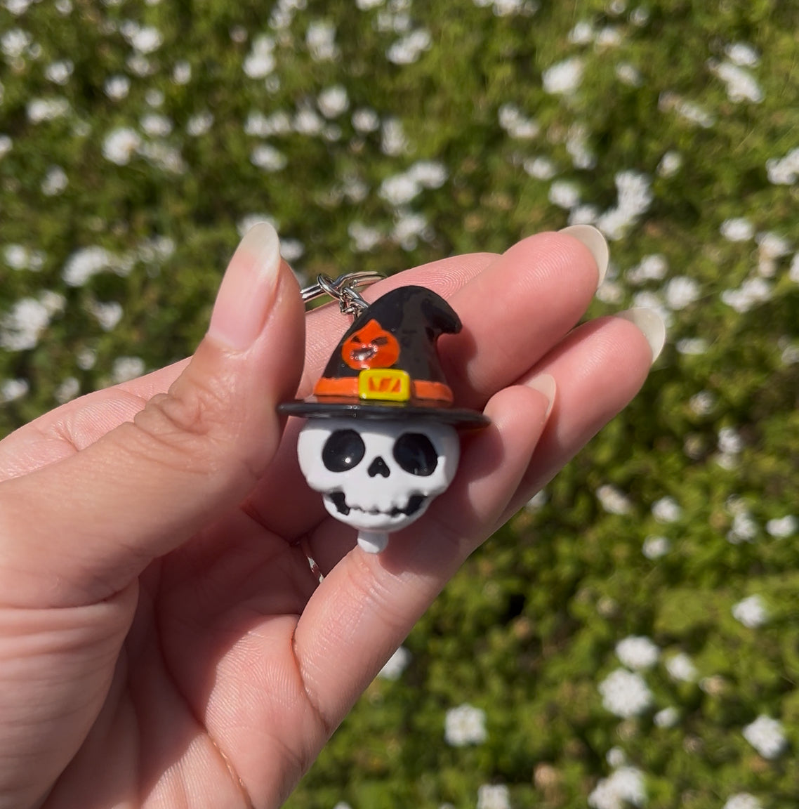 Handmade Halloween Skull Charm – Spooky Cute Keychain or Bag Accessory