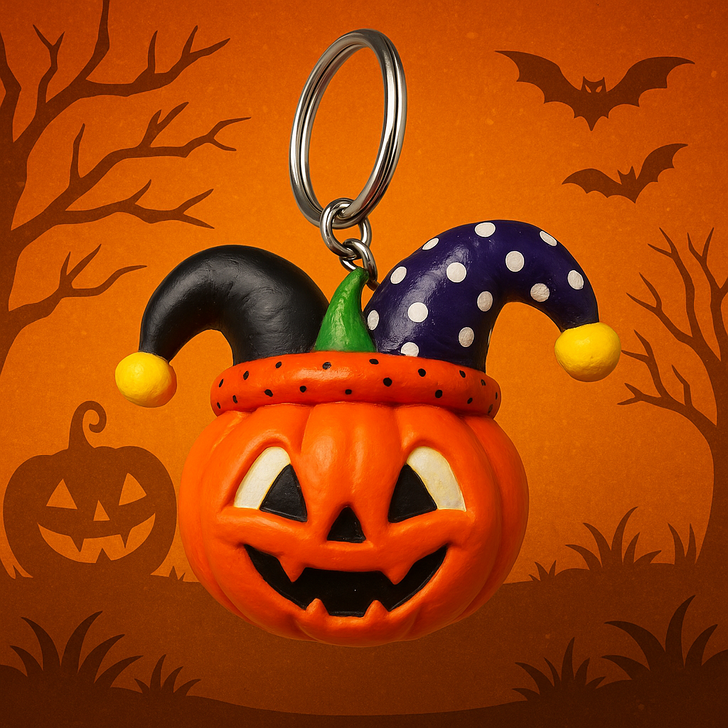 Pumpkin Jester Charm – Handmade Halloween charm or Bag Accessory