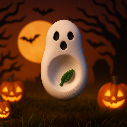 Handmade Ghost Worry Stone – Halloween Stress Relief Pocket Charm