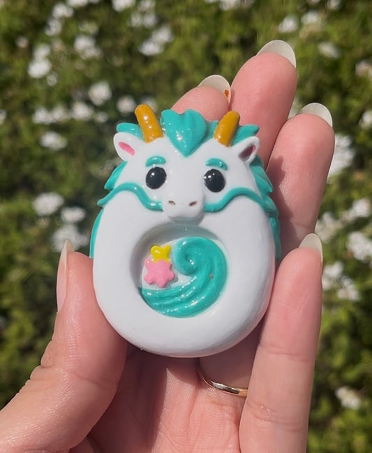 Haku Dragon Worry Stone Charm – Handmade Fantasy Creature Pocket Companion