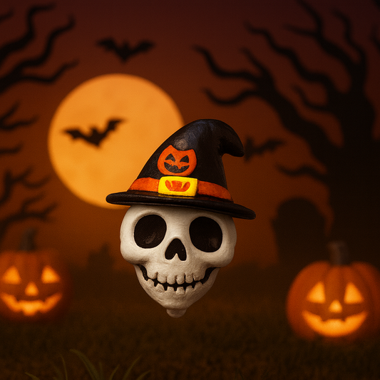 Handmade Halloween Skull Charm – Spooky Cute Keychain or Bag Accessory