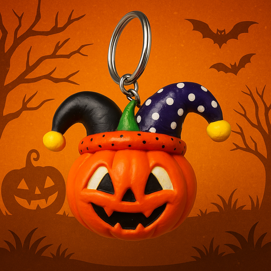 Pumpkin Jester Charm – Handmade Halloween charm or Bag Accessory