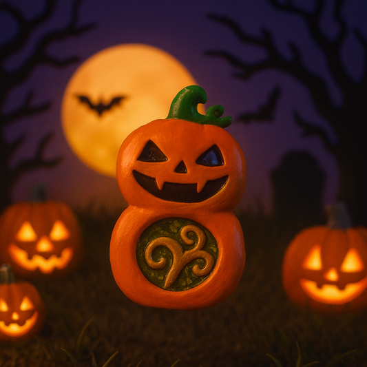 Handmade Halloween Pumpkin Worry Stone – Jack-o’-Lantern Stress Relief Charm